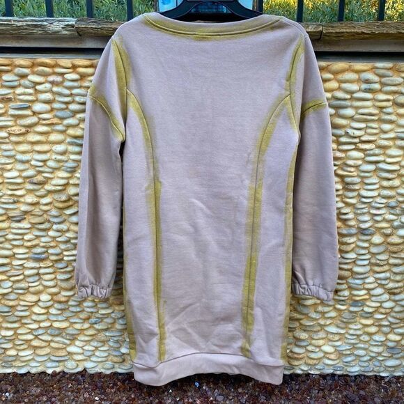 NWT New Blugirl Folies Beige w/Gold Logo Sweater Dress. Size 42 (US Medium) - Picture 2 of 11